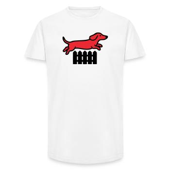 Dachshund Jump Fence Agility - Long Fit Men's T-Shirt - white - Front - AI Model Male 185 light (185cm)