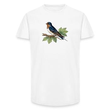 HIrondelle on leafy branch - Long Fit Men's T-Shirt - white - Front - AI Model Male 185 light (185cm)