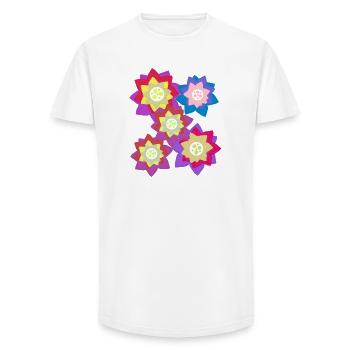 Mandala des Fleurs Fleurs en Fleurs - T-shirt coupe longue homme - blanc - Devant - AI Model Male 185 light (185cm)