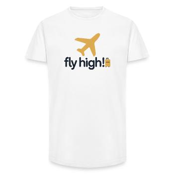 T-shirt Fly High Travel Icon - T-shirt coupe longue homme - blanc - Devant - AI Model Male 185 light (185cm)