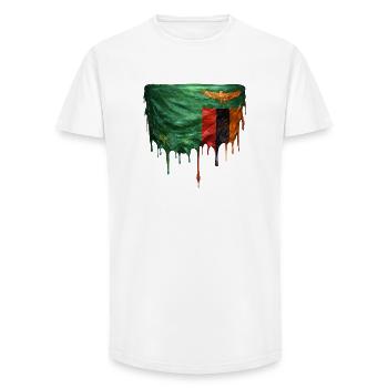 Sambische Flagge mit tropfender Farbe - Long Fit Männer T-Shirt - Weiß - Vorne - AI Model Male 185 light (185cm)