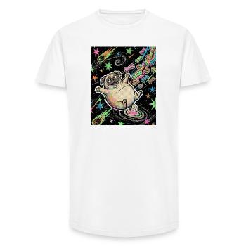 Thick Space Pug - Long Fit Men's T-Shirt - white - Front - AI Model Male 185 light (185cm)