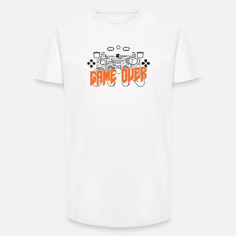 Game Over Retro Orange Bold - Long Fit Männer T-Shirt - Weiß