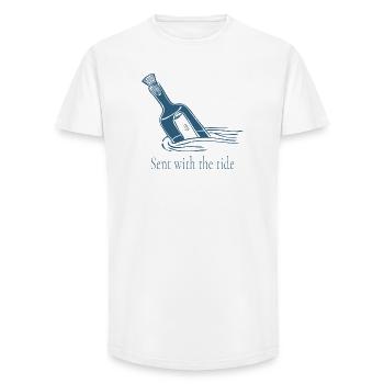 Envoyée avec le design de la bouteille océanique de la marée - T-shirt coupe longue homme - blanc - Devant - AI Model Male 185 light (185cm)