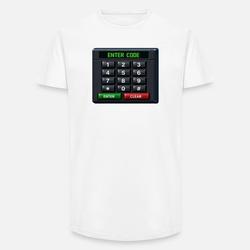 Enter Code Keypad Neon - Long Fit Men's T-Shirt - white