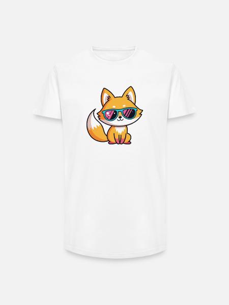 Fox Retro Neonbrille - Long Fit Männer T-Shirt - Weiß