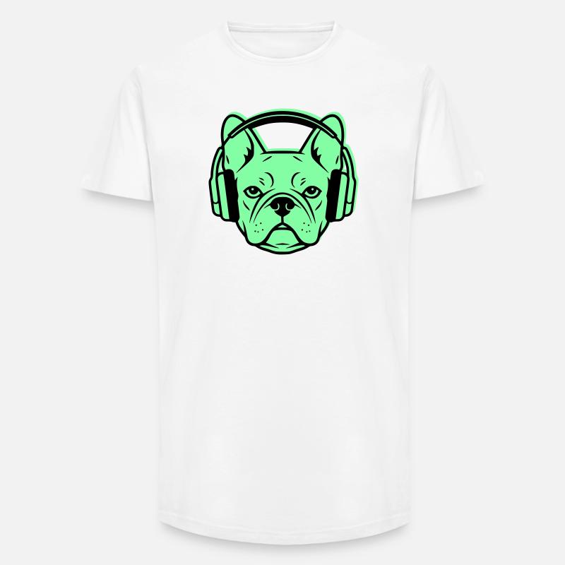 Frenchie DJ Kopfhörer Musik - Long Fit Männer T-Shirt - Weiß