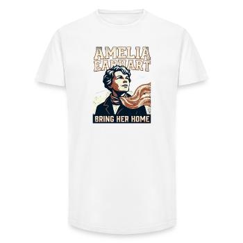 Amelia Earhart – Bring Her Home - Long Fit Men's T-Shirt - white - Front - AI Model Male 185 light (185cm)