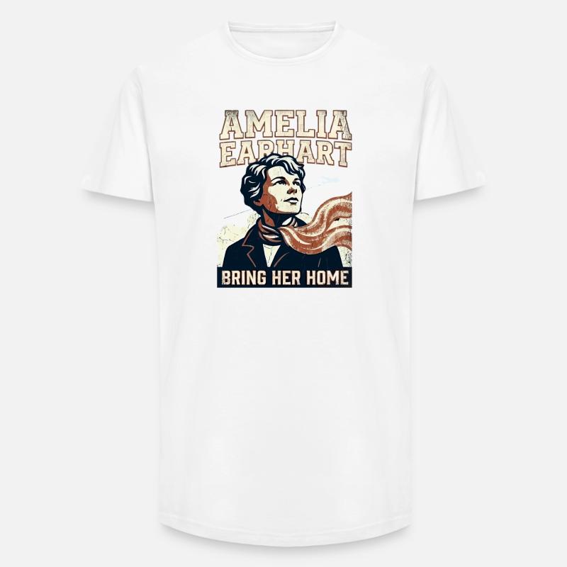 Amelia Earhart – Bring Her Home - Long Fit Men's T-Shirt - white