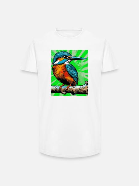 martin-pêcheur - T-shirt coupe longue homme - blanc