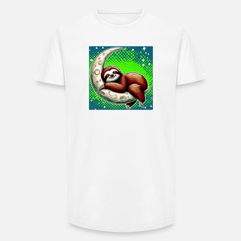 Faultier schläft auf dem Mond - Long Fit Männer T-Shirt - Weiß
