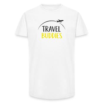 Compagnons de voyage - T-shirt coupe longue homme - blanc - Devant - AI Model Male 185 light (185cm)