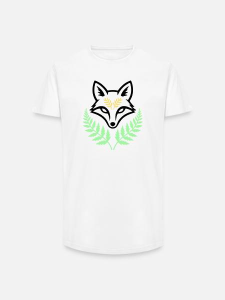 Fuchs Farn Pastell Wald Logo - Long Fit Männer T-Shirt - Weiß