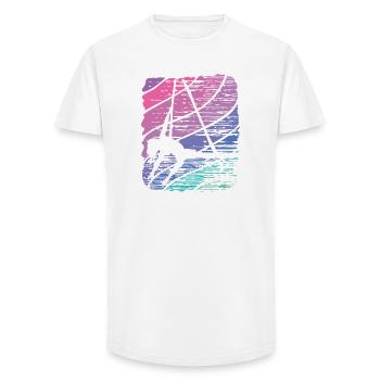 Tissu vertical Acrobaties aériennes vintage Soie aérienne - T-shirt coupe longue homme - blanc - Devant - AI Model Male 185 light (185cm)