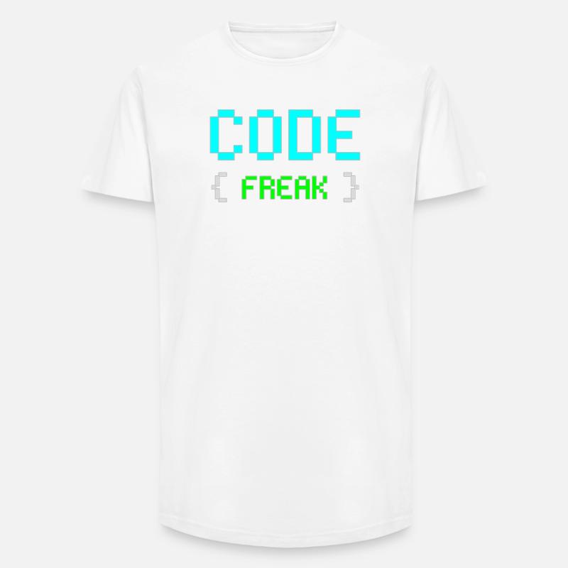 Pixel Code Freak Neon Tee - Long Fit Men's T-Shirt - white