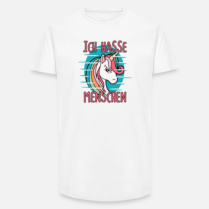Ich Hasse Menschen Einhorn Sarkasmus - Long Fit Männer T-Shirt - Weiß