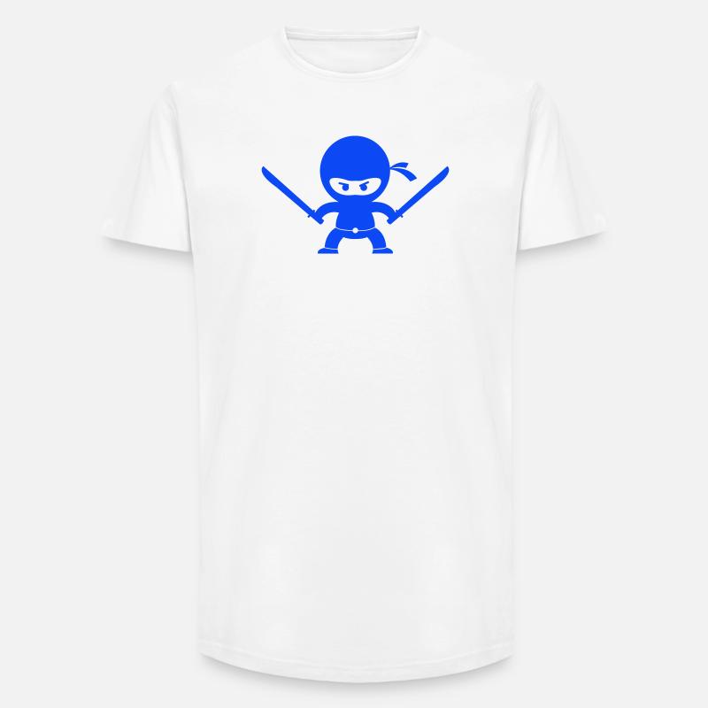 Blauer Ninja mit zwei Schwertern - Long Fit Männer T-Shirt - Weiß