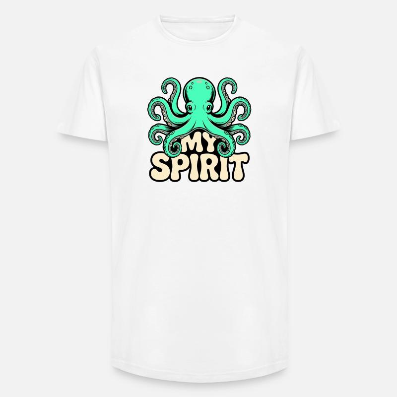 Bläckfiskande - T-shirt herr med lång passform - vit