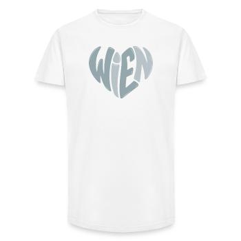 Wien Graffiti Herz - Long Fit Männer T-Shirt - Weiß - Vorne - AI Model Male 185 light (185cm)