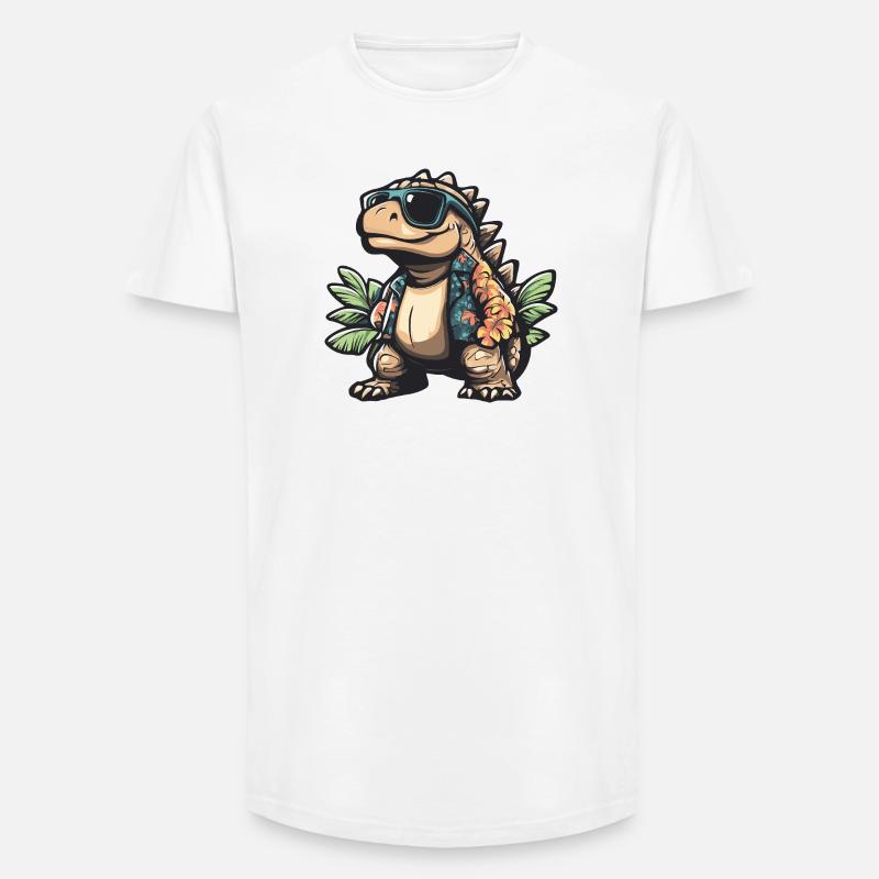 Dinosaurier stegosaurus Comic Urlaub - Long Fit Männer T-Shirt - Weiß