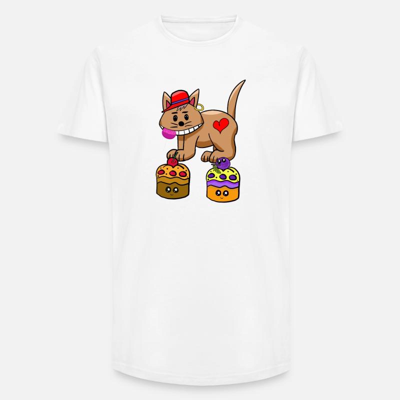 Cat Candy Snacking Muffin Lollipop - Long Fit Men's T-Shirt - white