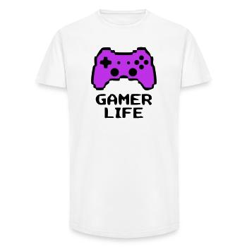 Gaudy Gamer Life Controller - Long Fit Men's T-Shirt - white - Front - AI Model Male 185 light (185cm)