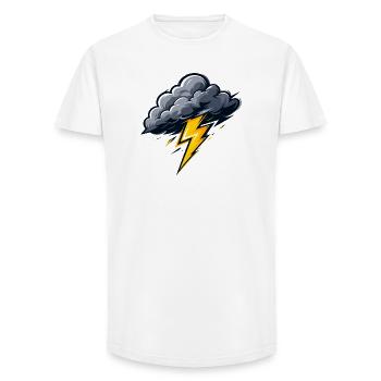 Cloud Lightning Thunderstorm Storm Weather Motif - Long Fit Men's T-Shirt - white - Front - AI Model Male 185 light (185cm)