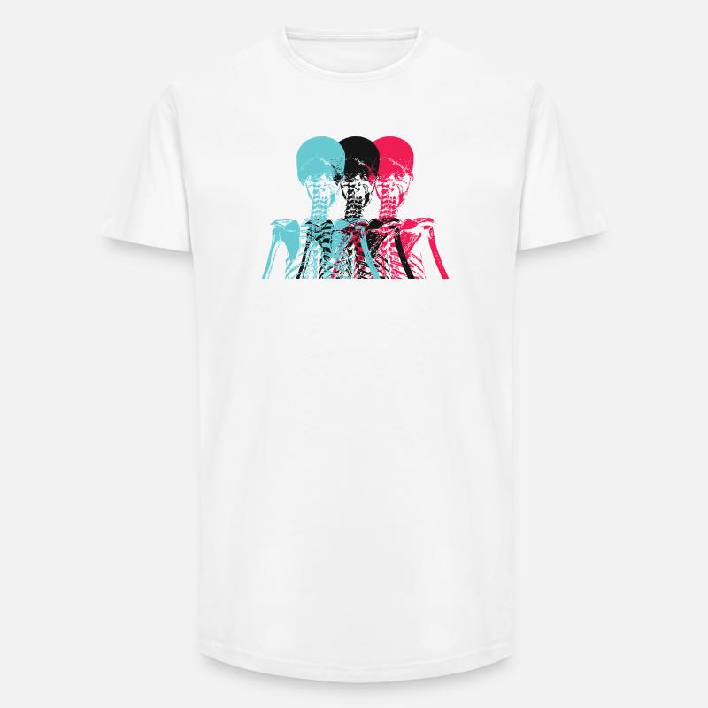 Pop Art Skeleton Neon Retro Design - Long Fit Männer T-Shirt - Weiß