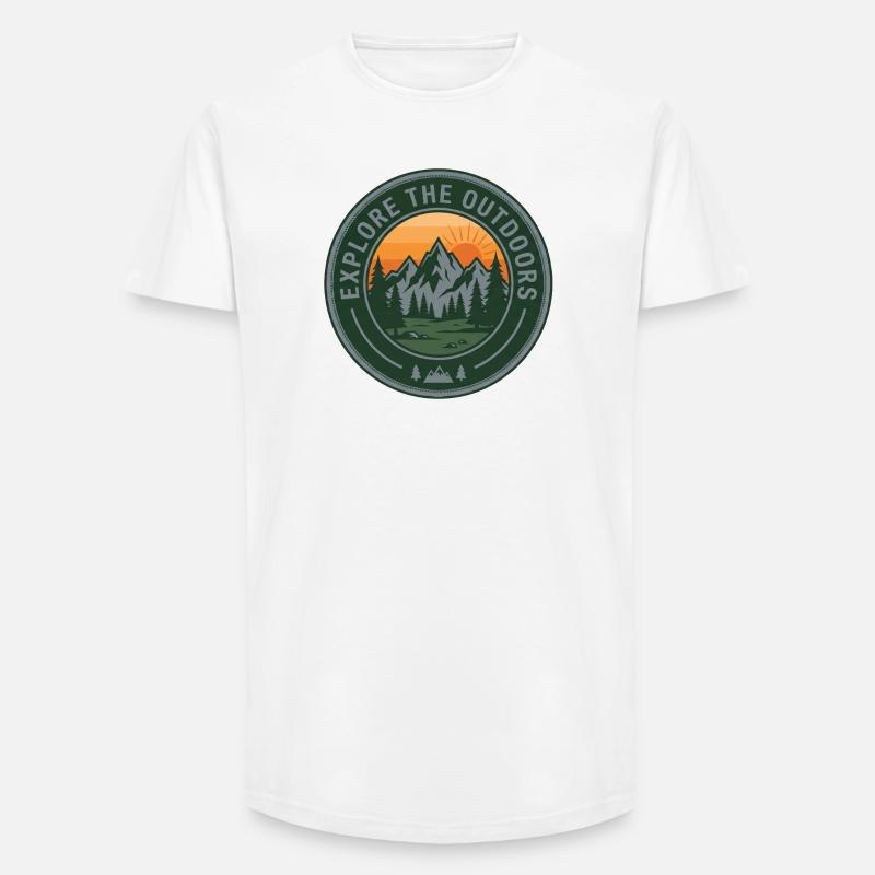 Explore Outdoors Berge - Long Fit Männer T-Shirt - Weiß