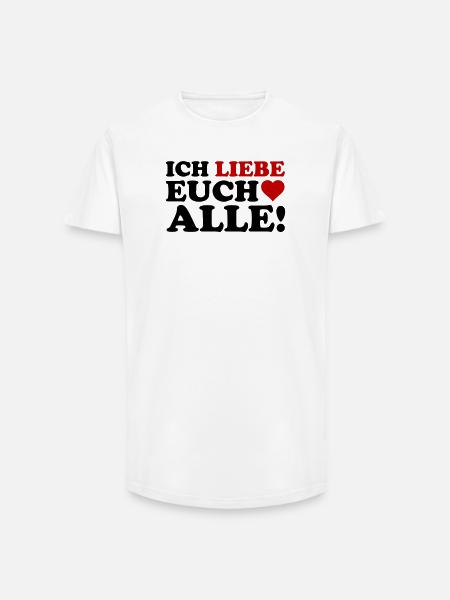 Liebe Herz Motiv - Long Fit Männer T-Shirt - Weiß