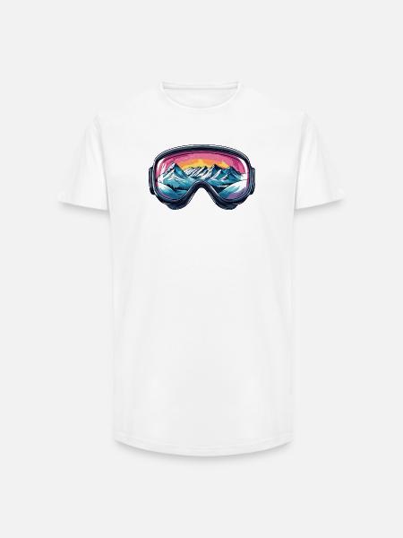 Skibrille Berge Ski - Long Fit Männer T-Shirt - Weiß