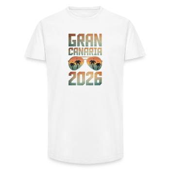 Gran Canaria 2026 - Long Fit Men's T-Shirt - white - Front - AI Model Male 185 light (185cm)