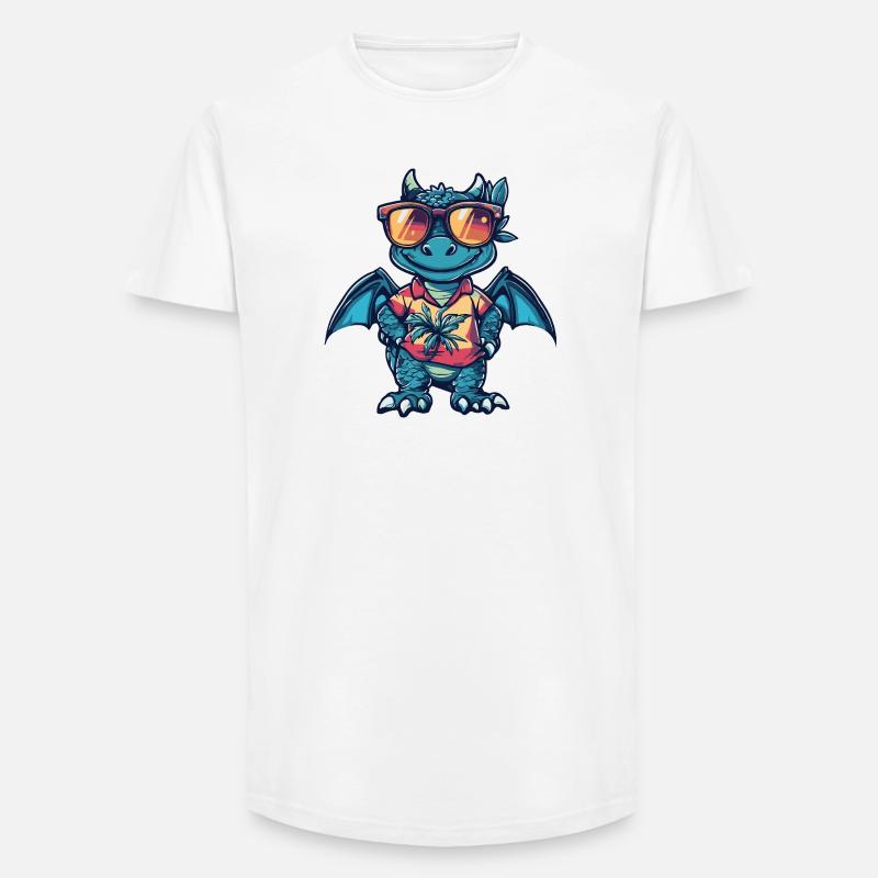 Drache Comic Urlaub - Long Fit Männer T-Shirt - Weiß