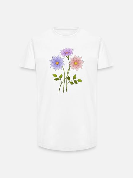 Fleur - T-shirt coupe longue homme - blanc
