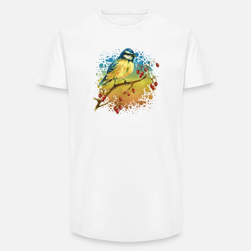 Bunter Vogel - Long Fit Männer T-Shirt - Weiß