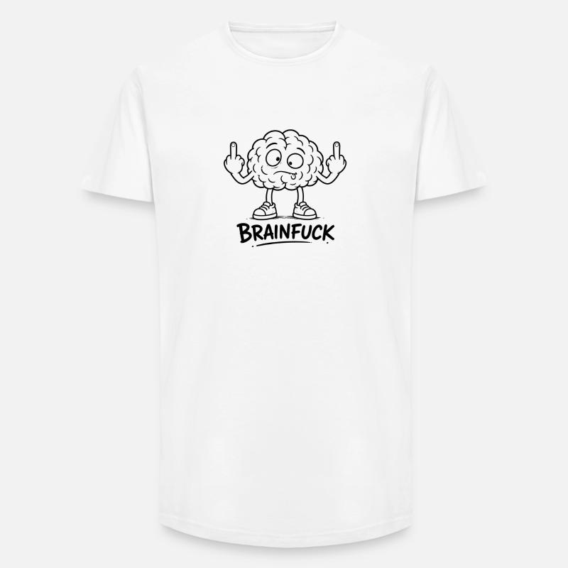 Brain Graffiti With Middle Finger - Long Fit Men's T-Shirt - white