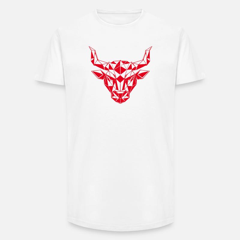 Roter Low-Poly Stierkopf - Long Fit Männer T-Shirt - Weiß