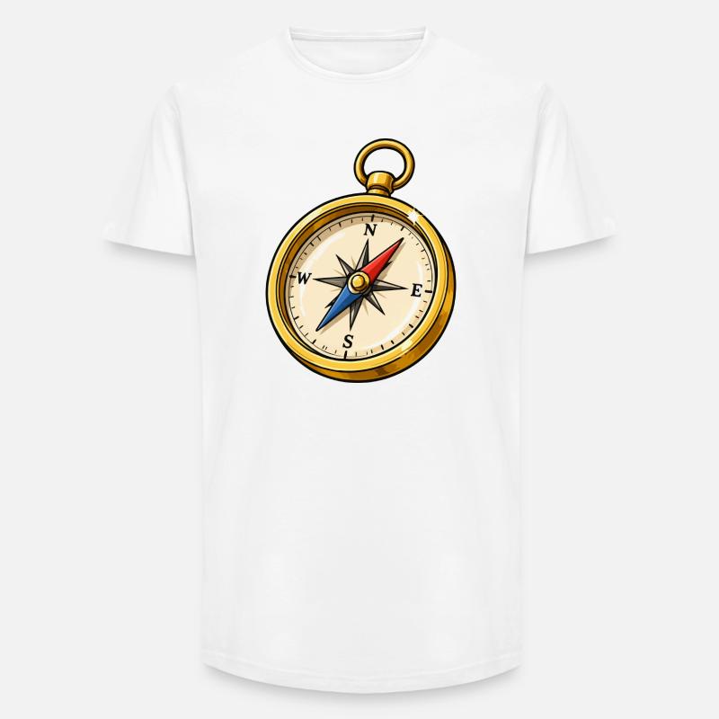 Kompass - Long Fit Männer T-Shirt - Weiß