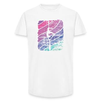 Tissu vertical Acrobaties aériennes vintage Soie aérienne - T-shirt coupe longue homme - blanc - Devant - AI Model Male 185 light (185cm)