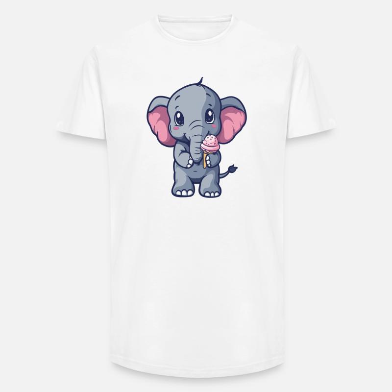 Kleiner Elefant Eiscreme Freund - Long Fit Männer T-Shirt - Weiß