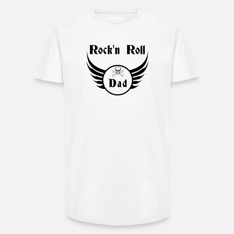 Dad Rock and Roll Skull Wings - Long Fit Men's T-Shirt - white