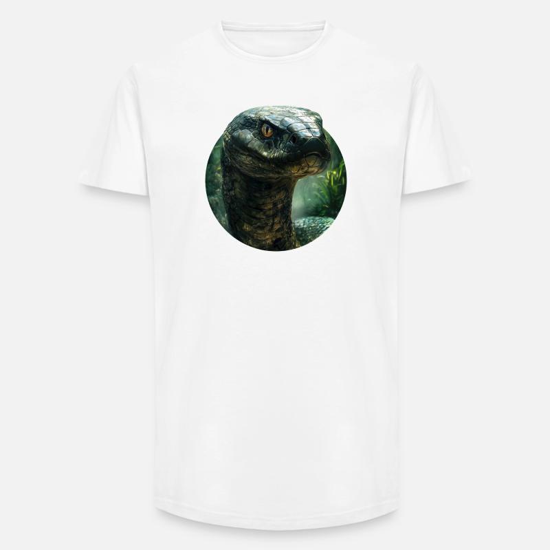 Schlangendesign - Long Fit Männer T-Shirt - Weiß