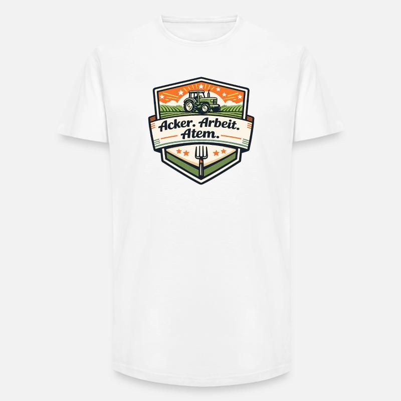 Acker Arbeit Atem Badge - Long Fit Männer T-Shirt - Weiß