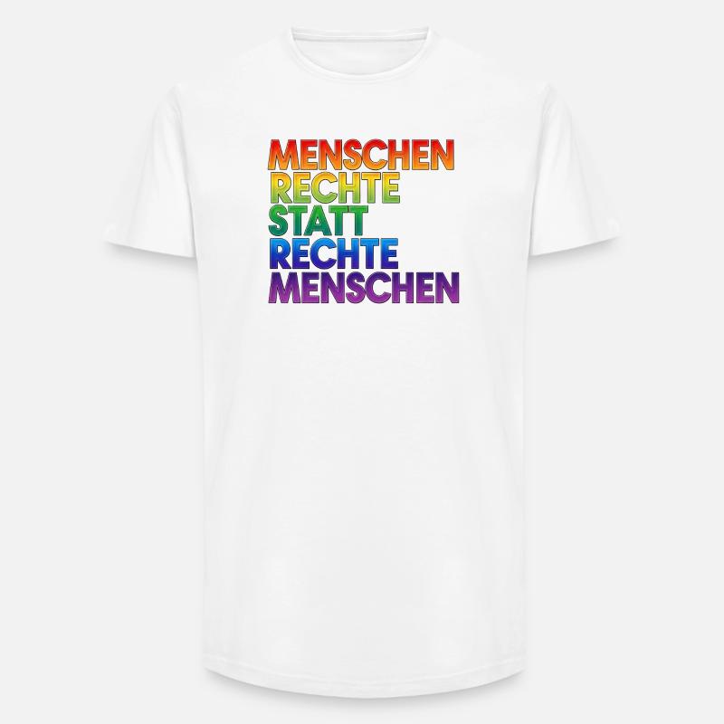 Regenbogen Statement Spruch Menschenrechte - Long Fit Männer T-Shirt - Weiß