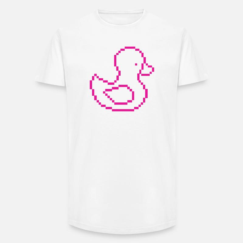 Pixel Duck Pink Pattern - Long Fit Men's T-Shirt - white