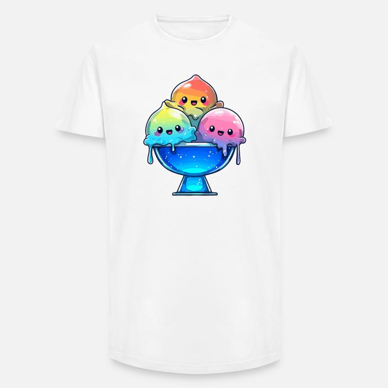 Regenbogen Eis-Trio in Schale - Long Fit Männer T-Shirt - Weiß