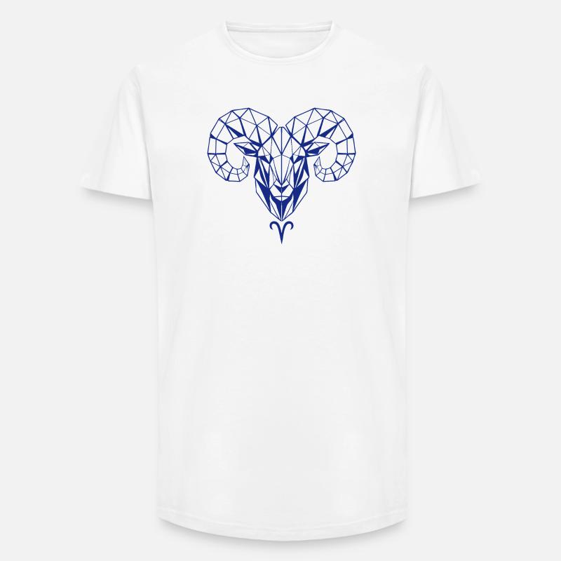 Geometrischer Widderkopf Polygon - Long Fit Männer T-Shirt - Weiß