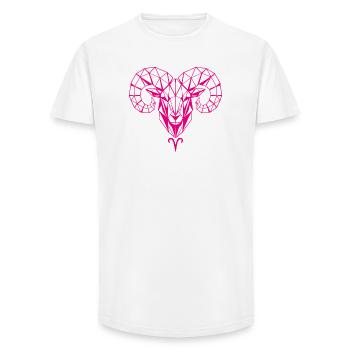 Geometrischer PinkWidder Kopf - Long Fit Männer T-Shirt - Weiß - Vorne - AI Model Male 185 light (185cm)