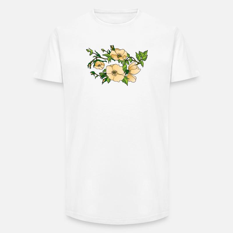 Blumen - Long Fit Männer T-Shirt - Weiß
