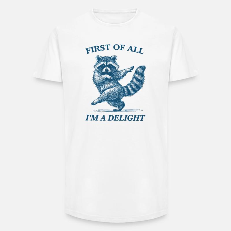 Zunächst einmal bin ich ein Delight-Waschbär - Long Fit Männer T-Shirt - Weiß